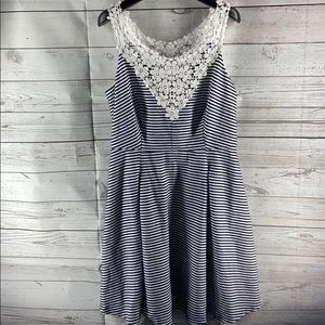 Maison Jules Crochet-Lace Fit Blu Notte Dress Size L